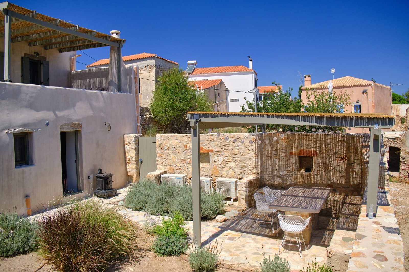 Exterior view of cottage and village